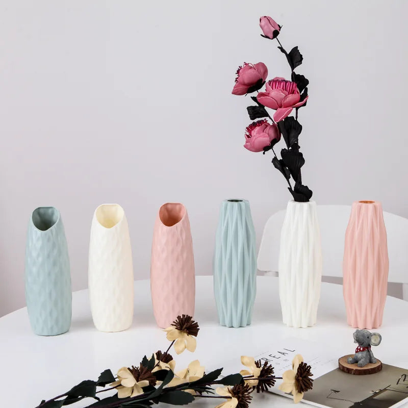 Modern Plastic Flower Vase Pot Tabletop Ornament for Home Decor