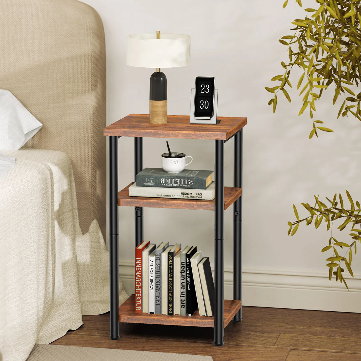 3-Tier Wooden Lift-Top Coffee Table Set with Storage