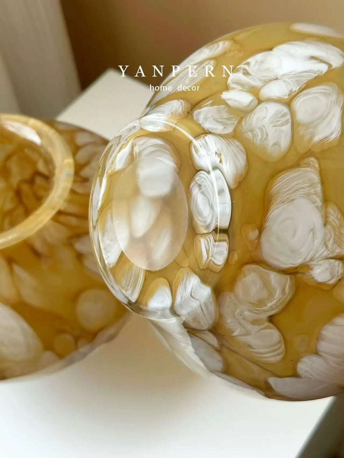 Modern Luxury Glazed Glass Flower Vase Ornament for Home Decor