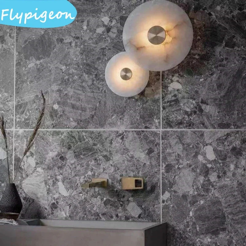 Modern Natural Marble LED Wall Lamp Living Room Bedroom