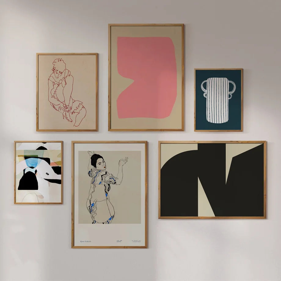 Nordic Abstract Geometric Line Canvas Wall Art Print for Living Room