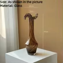 Modern Minimalist Wavy Neck Glass Vase Tabletop Ornament for Home Decor