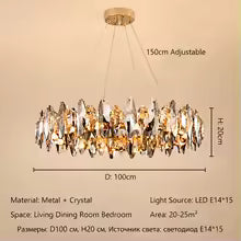 Modern Luxury Crystal Chandelier LED Pendant Light Living Room Dining Room