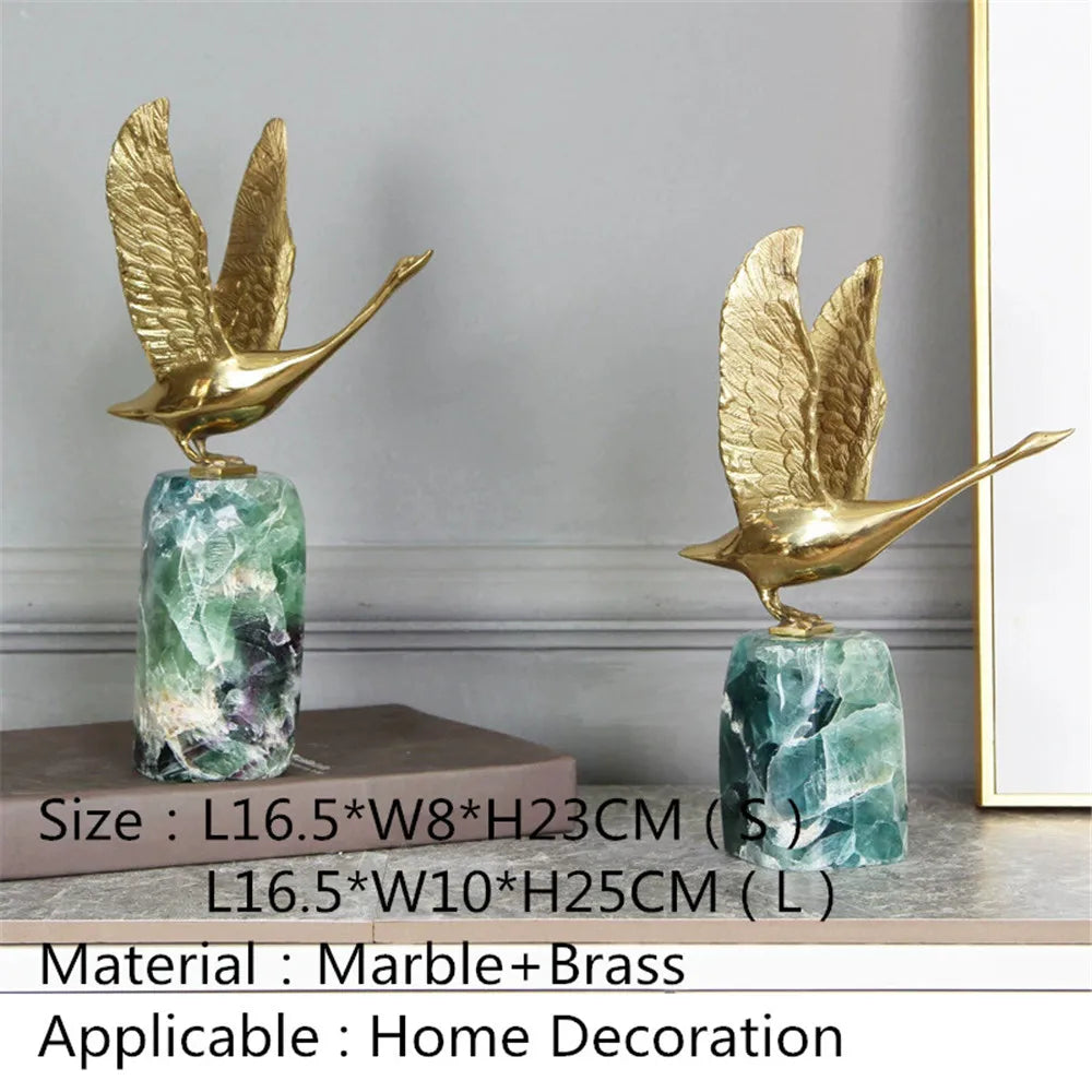 Modern Luxury Brass Bird Sculpture Tabletop Ornament for Home Decor