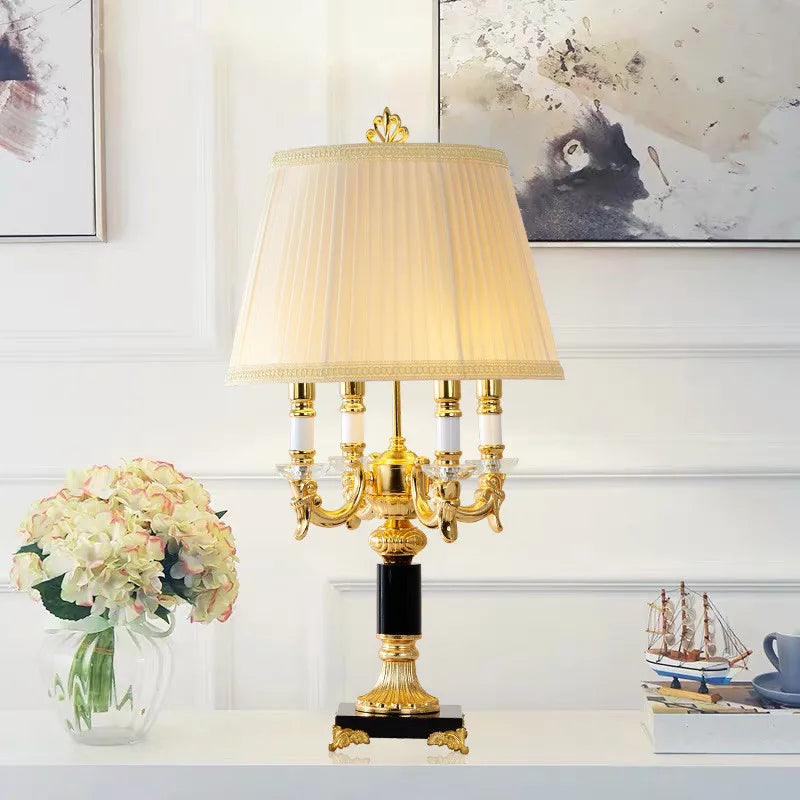 Luxury Crystal Table Lamp Modern Fabric Shade HF-WT889