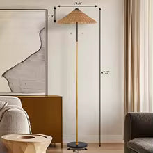 Modern 173 cm Rattan Floor Lamp Traditional Decorative Lighting for Living Room