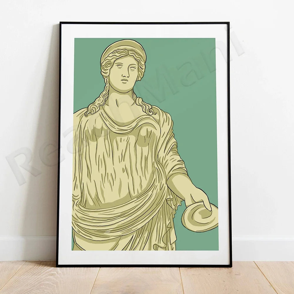 Retro Greek Goddess Canvas Painting Poster for Home Decor