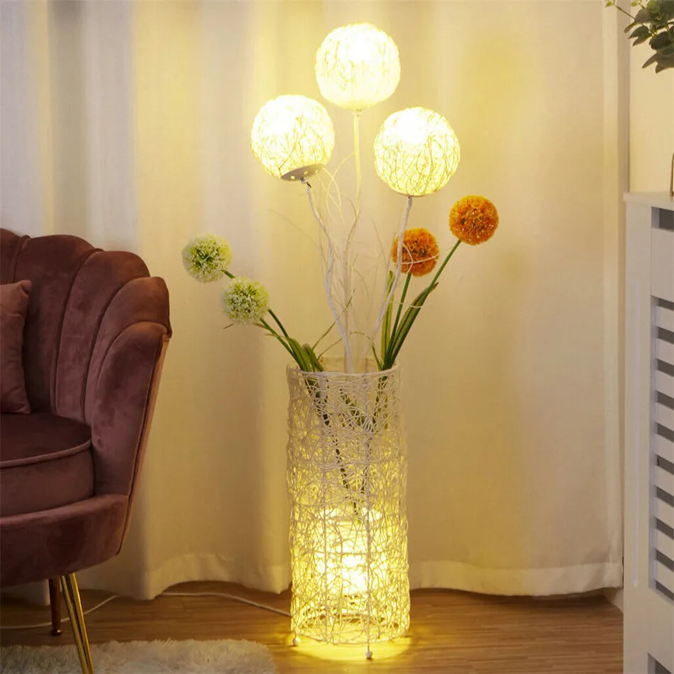 Modern Rattan Floor Lamp Standing Decorative Lighting for Living Room Bedroom Home Decor