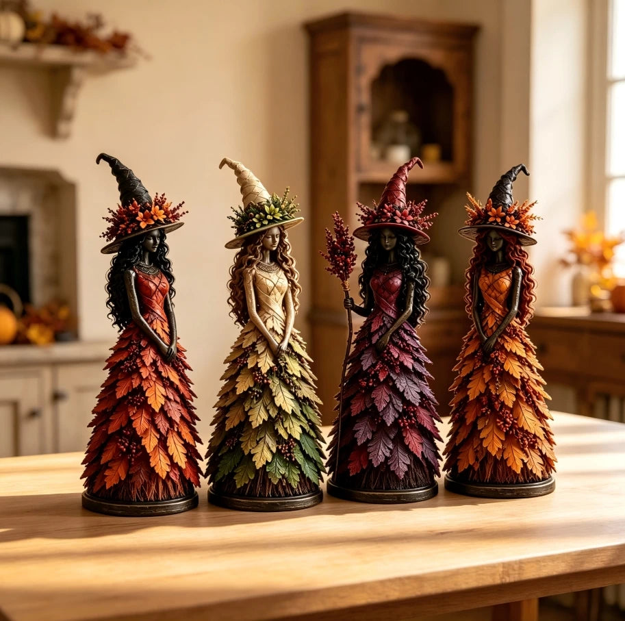 Vintage 15 cm Witch Sculpture Tabletop Figurine for Halloween Decor