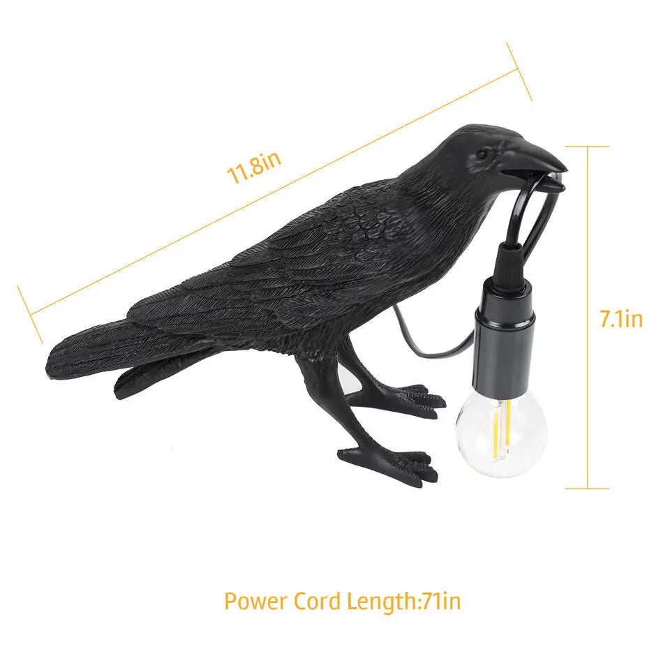 Resin Lucky Bird Crow Wall & Table Lamp Night Light Free Bulb