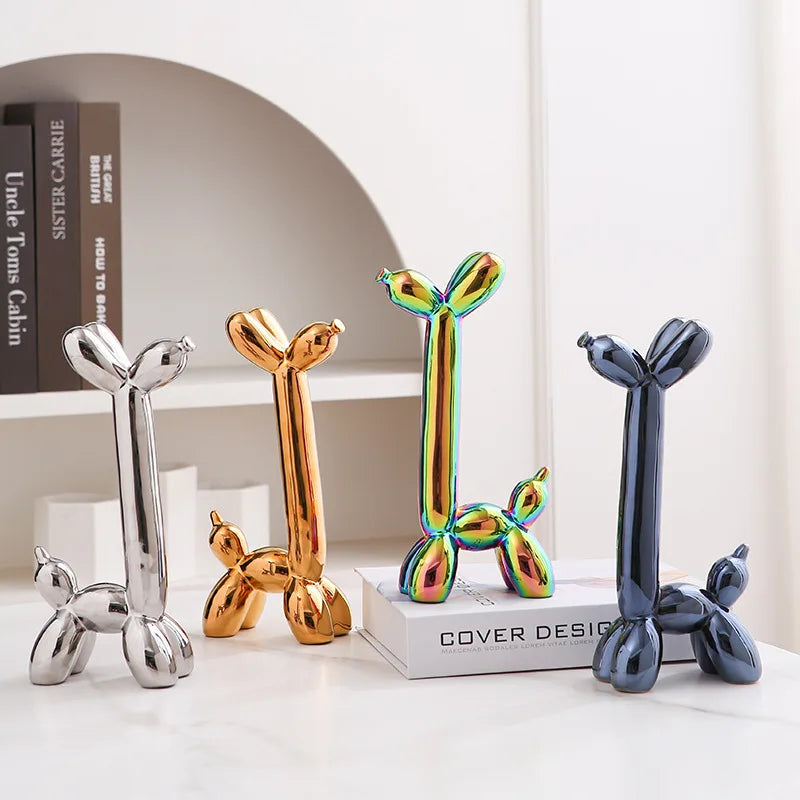 Modern Luxury Ceramic Balloon Dog Sculpture Tabletop Ornament for Home Decor