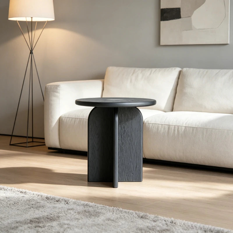 Mid-Century Solid Wood Black End Table Vintage Side Table Living Room Console Table Home Accent Coffee Tables Rustic Nightstand