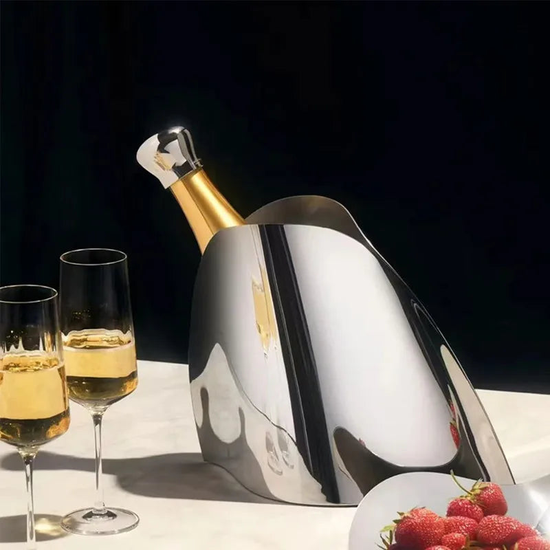 Modern Luxury Mirror Stainless Steel Ice Bucket Vase for Tabletop Decor