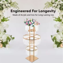 Modern Luxury 5-Tier Acrylic Flower Stand Tabletop Ornament for Wedding Decor