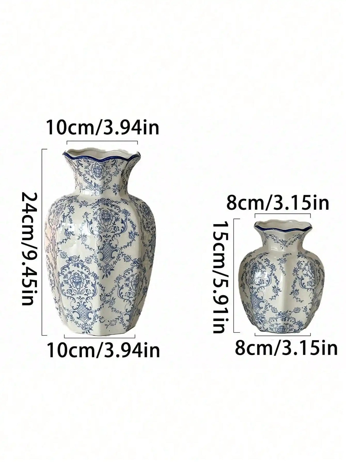 Vintage Chinese Porcelain Flower Vase Tabletop Ornament for Home Decor