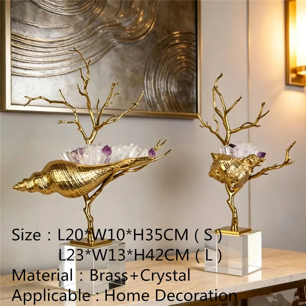 Modern Luxury Crystal Conch Tabletop Ornament for Home Decor