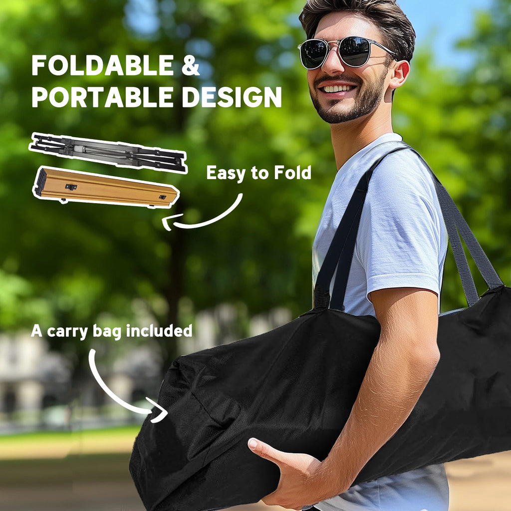 Height Adjustable Folding Camping Table with Storage Basket Portable Aluminum Outdoor Table 90 cm x 55 cm