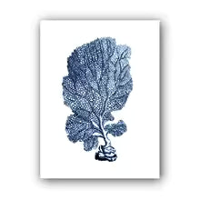Coastal Blue Coral Watercolor Canvas Painting Poster for Home Decor