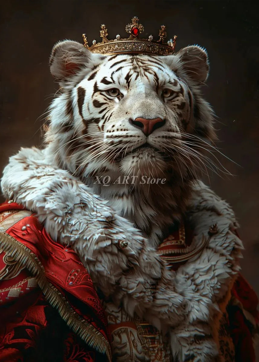 Vintage Victorian Renaissance Animal Portrait Canvas Wall Art Painting for Living Room