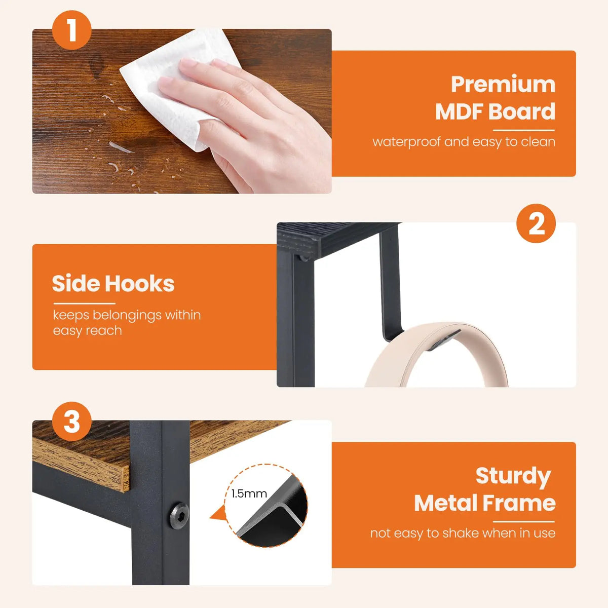 120 cm Computer Desk with 2 Drawers Study Office Gaming Table Adjustable Position Modern Work Table