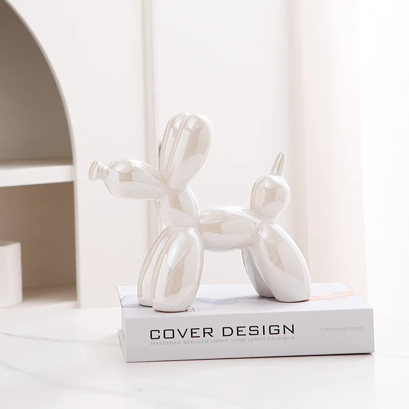 Modern Luxury Ceramic Balloon Dog Sculpture Tabletop Ornament for Home Decor