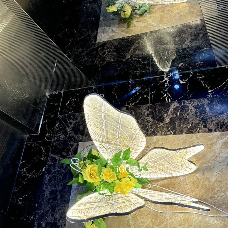 Romantic Butterfly LED Lace Chandelier for Wedding Party Stage Decoration