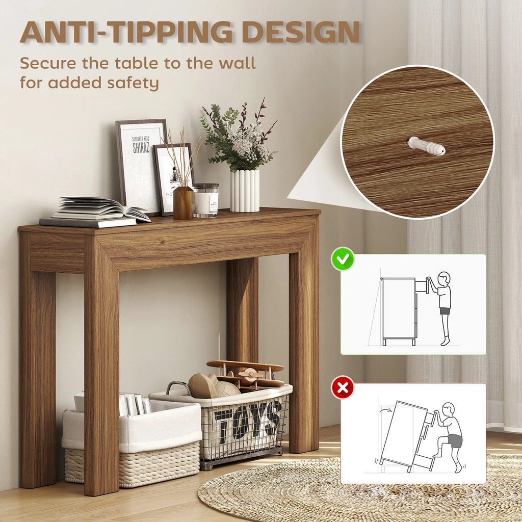 Modern Narrow Console Table 120cm Entryway Sofa Table Behind Couch Living Room Hallway Walnut
