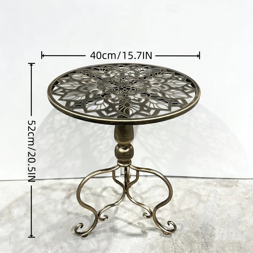 Vintage Bronze Metal Coffee Table with Storage End Bedside Nightstand