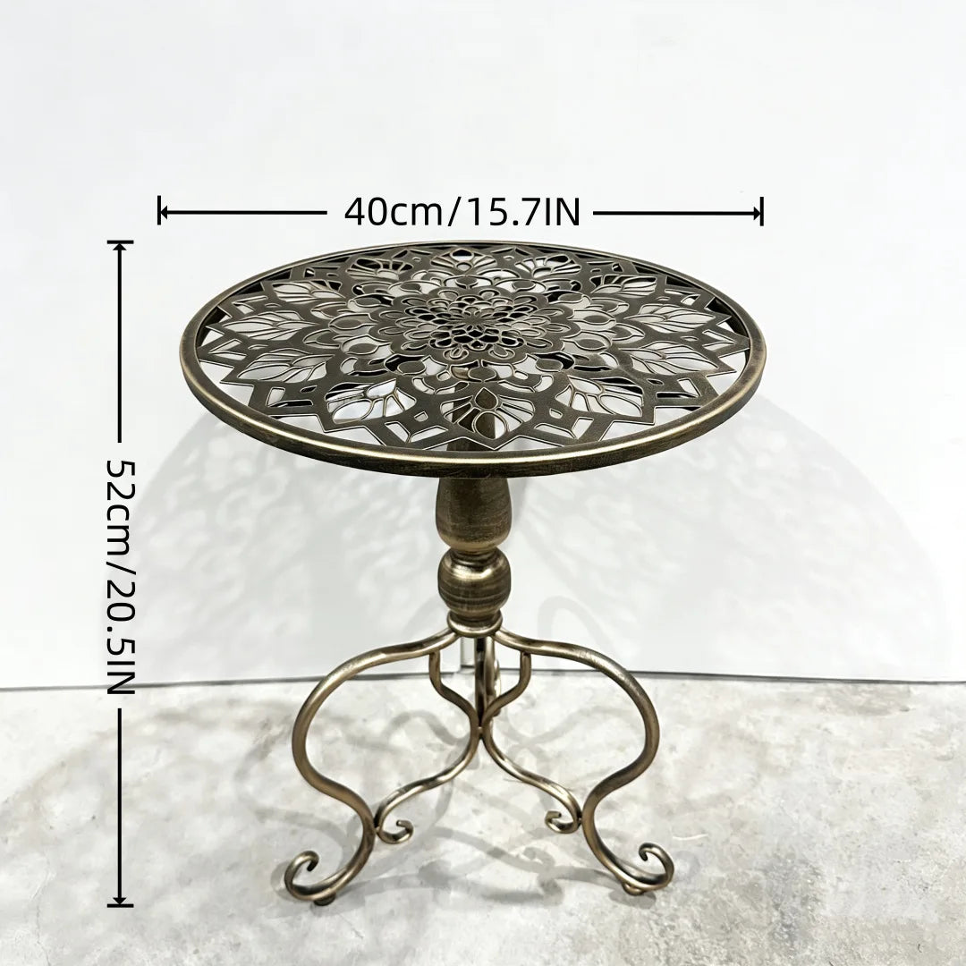 Vintage Bronze Metal Coffee Table with Storage End Bedside Nightstand