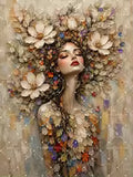 Boho Abstract Floral Woman Canvas Painting Poster for Home Decor