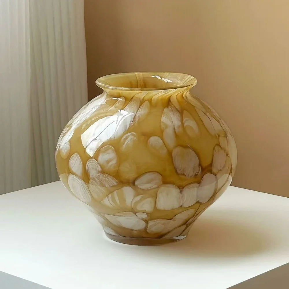 Modern Luxury Glazed Glass Flower Vase Ornament for Home Decor