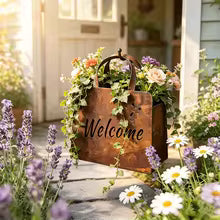 Vintage Rustic Handbag Flower Basket Wall Hanging Ornament for Home Decor
