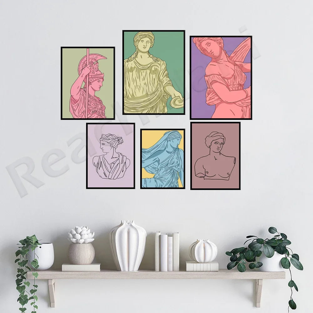 Retro Greek Goddess Canvas Painting Poster for Home Decor