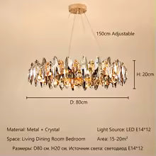 Modern Luxury Crystal Chandelier LED Pendant Light Living Room Dining Room