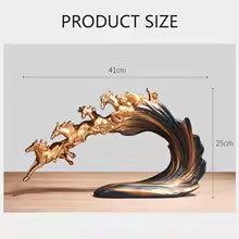 Modern Luxury Running Horses Resin Statue Tabletop Ornament for Home Decor