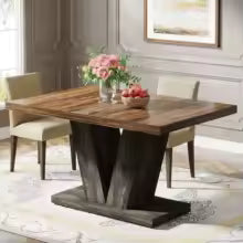 120cm Modern Dining Table for 4-6 People Wood Kitchen Table Pedestal Base