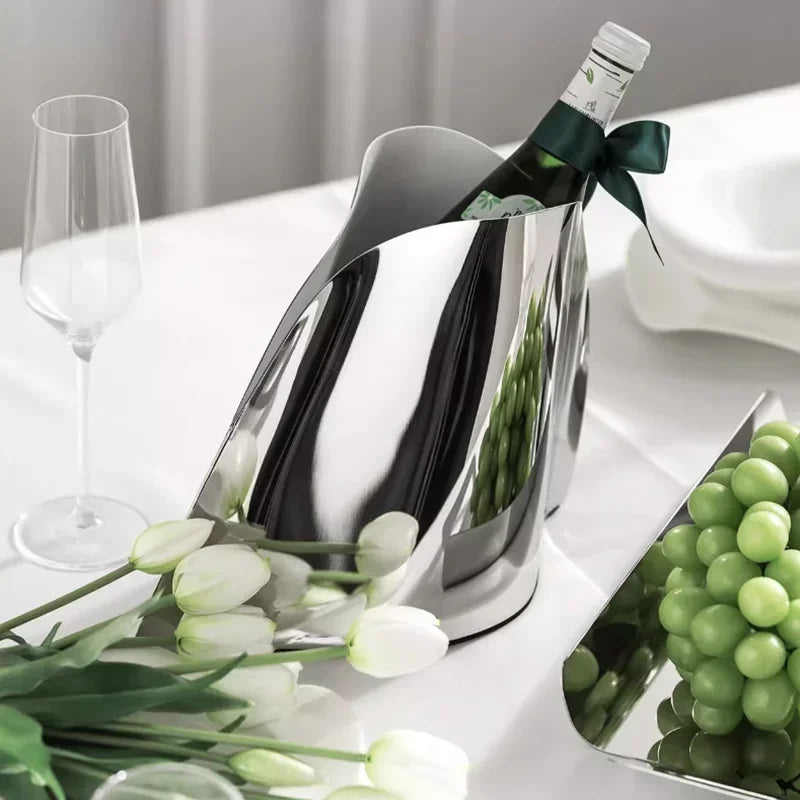 Modern Luxury Mirror Stainless Steel Ice Bucket Vase for Tabletop Decor