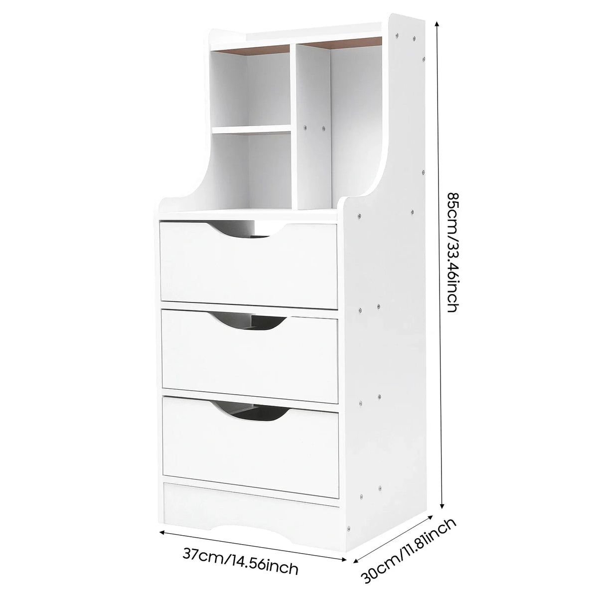Tall Nightstand with 3 Drawers Vertical Bedside Cabinet for Bedroom Study