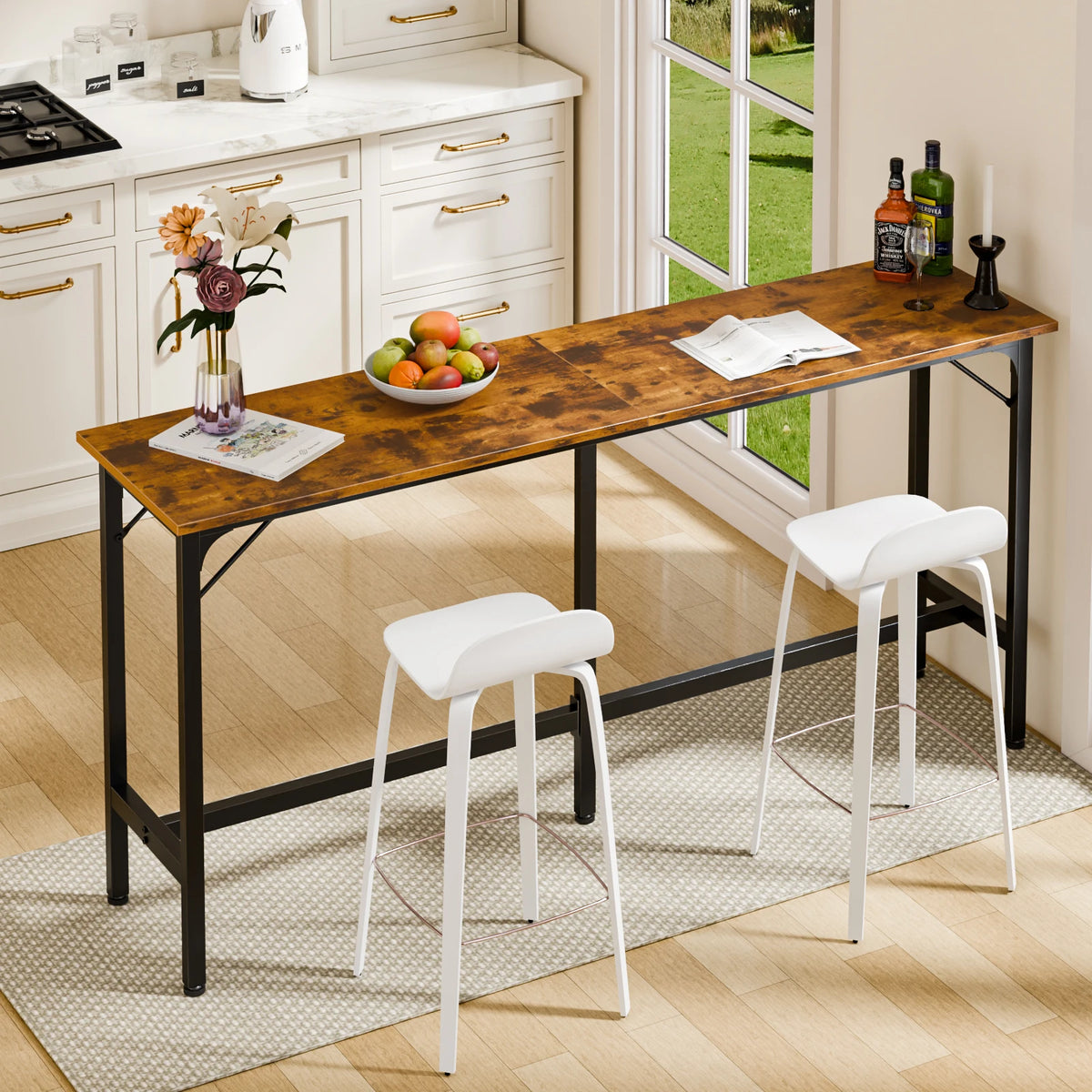 71 Inch Rectangular High Top Coffee Table Counter Height Bar Table Side Table Standing Desk Dining Table
