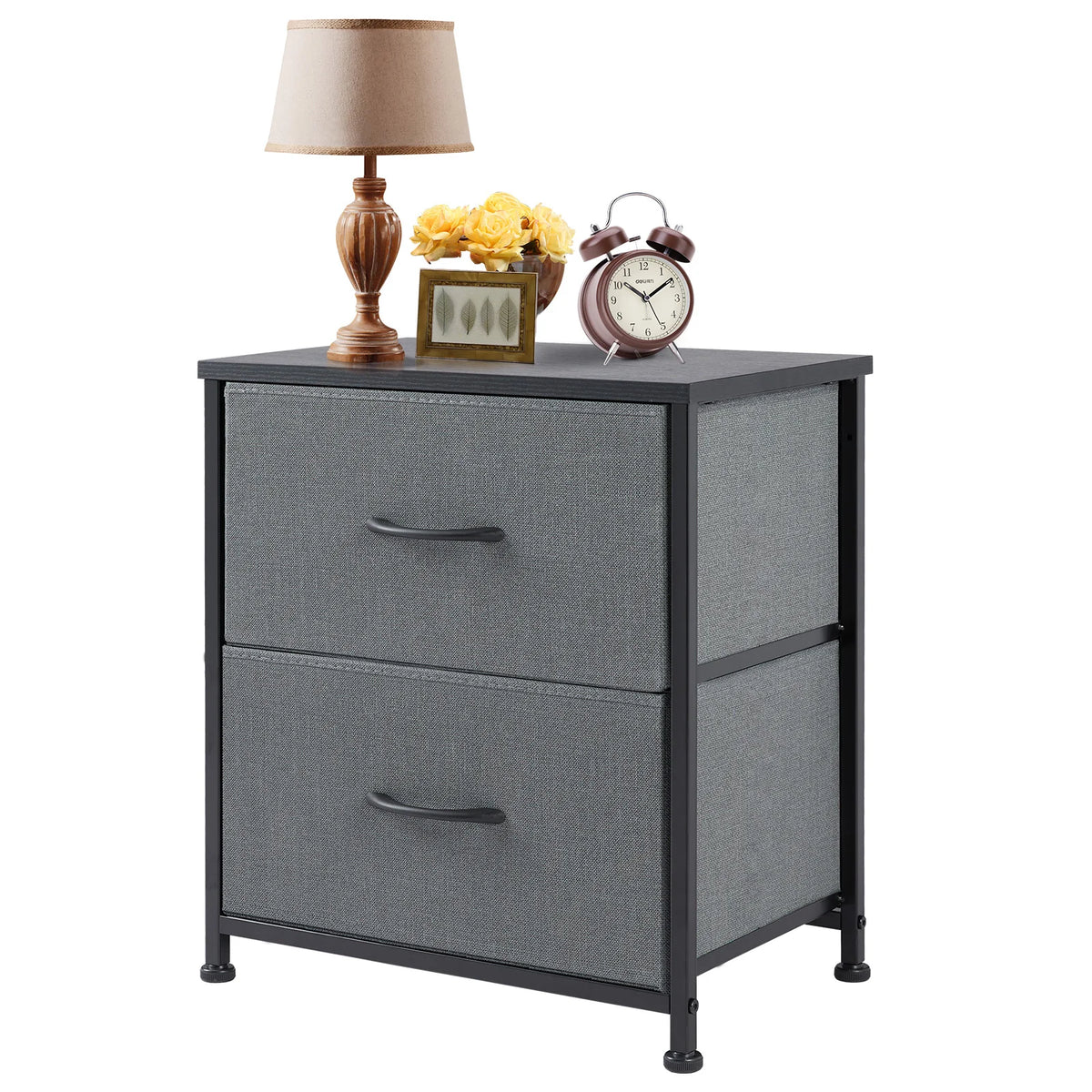 Modern Nightstand with 2 Fabric Drawers Bedside Table End Table