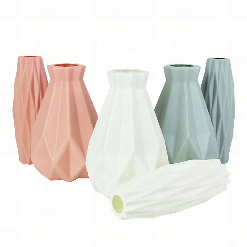 Modern Plastic Flower Vase Pot Tabletop Ornament for Home Decor