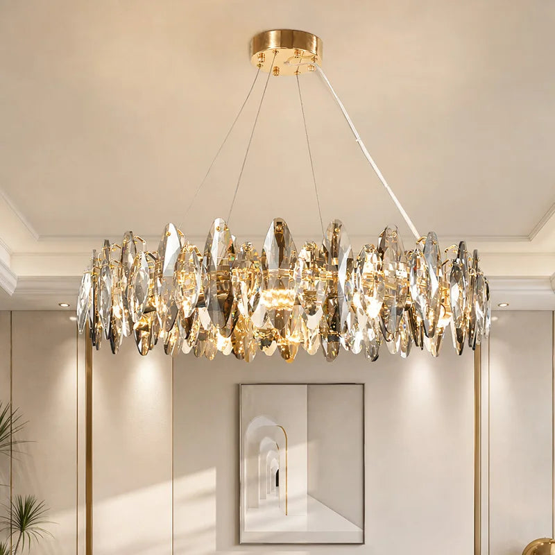 Modern Luxury Crystal Chandelier LED Pendant Light Living Room Dining Room