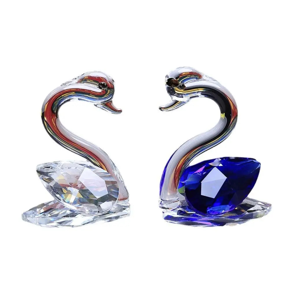 Modern Resin Crystal Swan Sculpture Tabletop Ornament for Home Decor