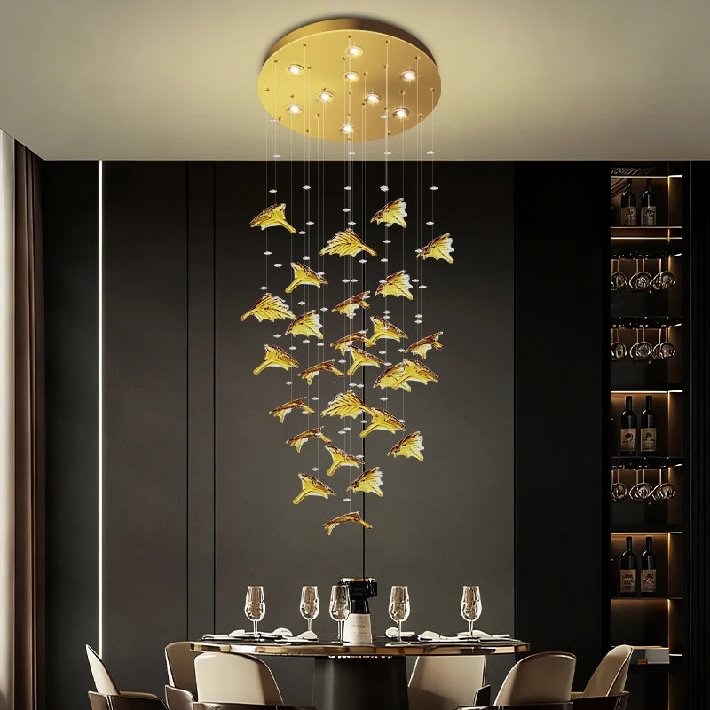 Modern Maple Leaf Glass LED Pendant Light Kitchen Island Dining Table Chandelier