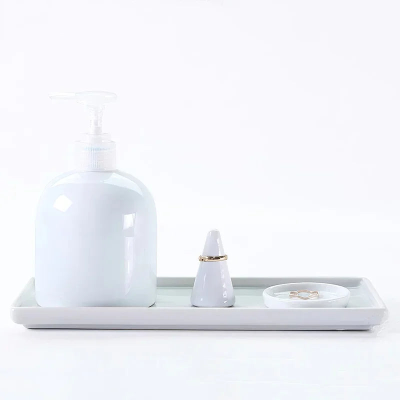 Rectangular Ceramic Storage Tray Plate for Bathroom Living Room