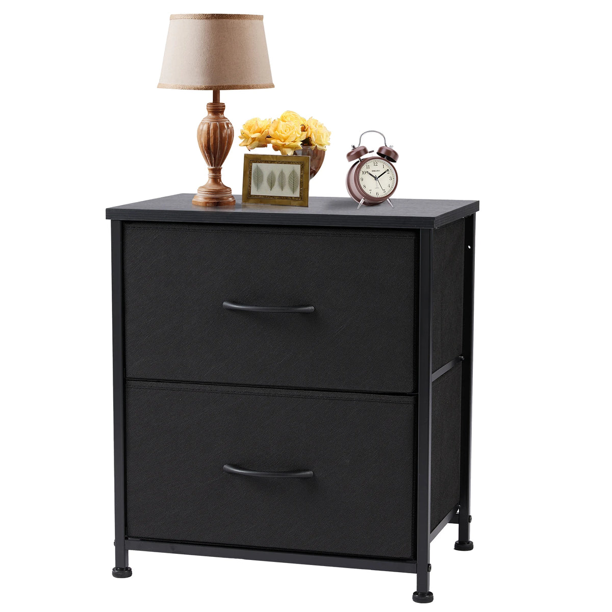 Modern Nightstand with 2 Fabric Drawers Bedside Table End Table