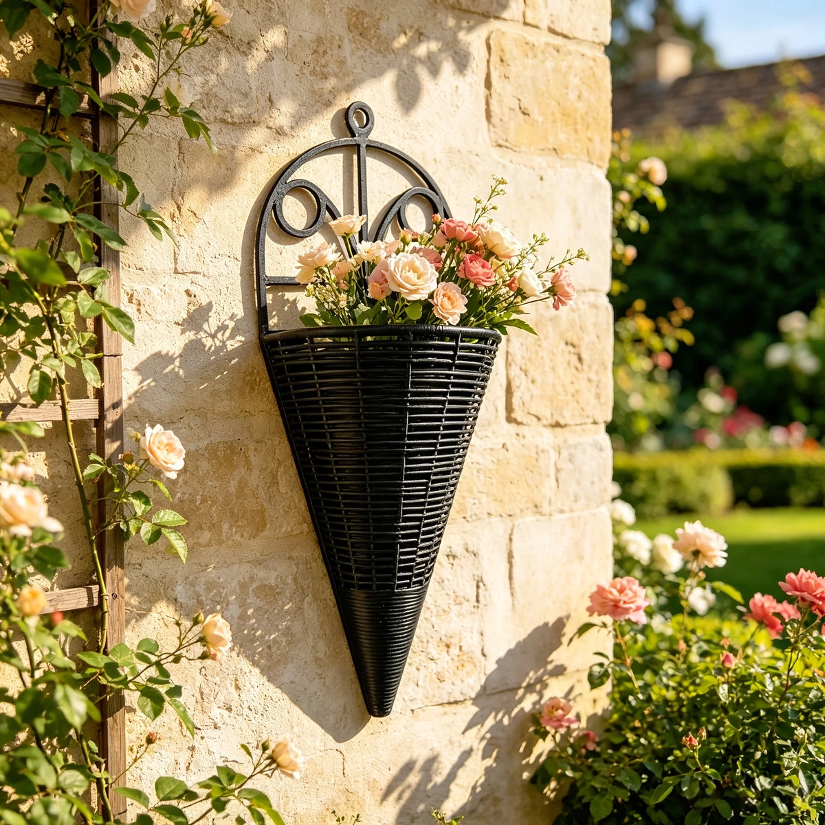 Modern Wall Hanging Flower Basket Planter Rack for Home Decor