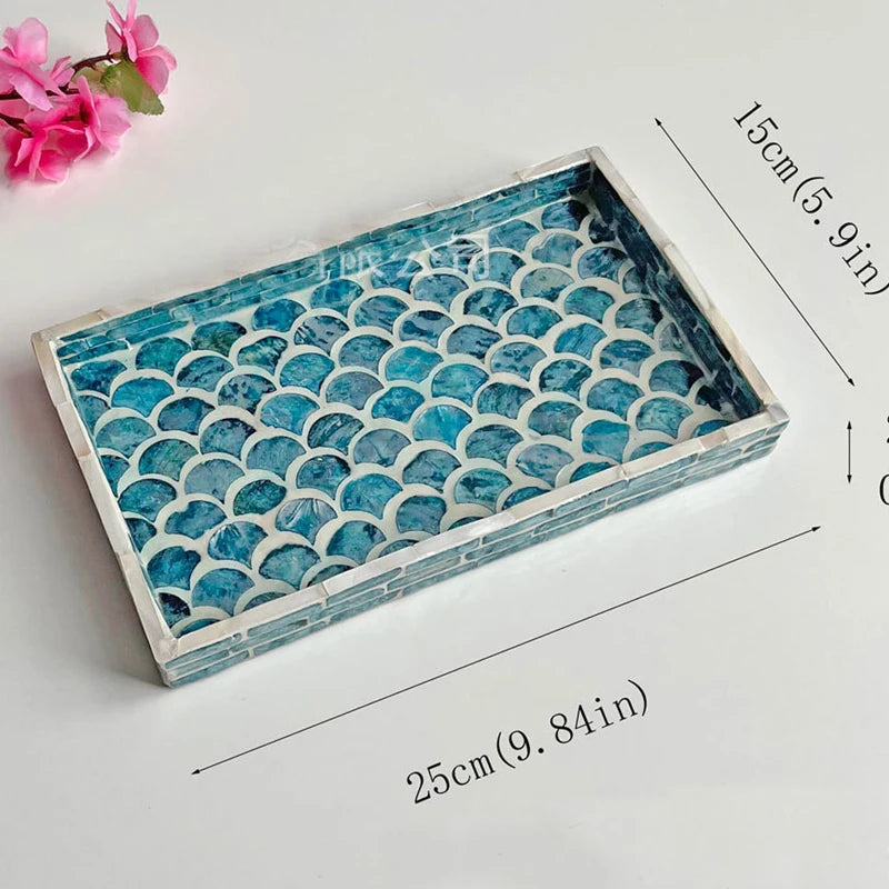 Nordic Colorful Shell Wooden Fruit Plate Jewelry Tray Home Decor