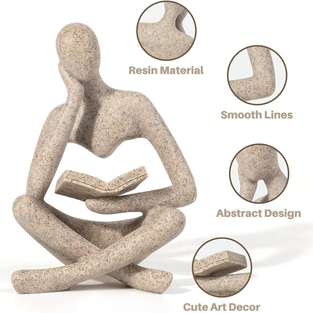 Modern Resin Abstract Thinker Sculpture Figurine for Bookshelf Decor