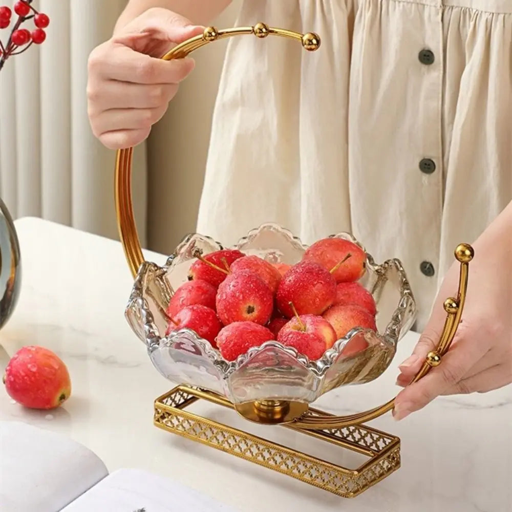 Modern Glass Flower Basket Decorative Tray for Tabletop Decor